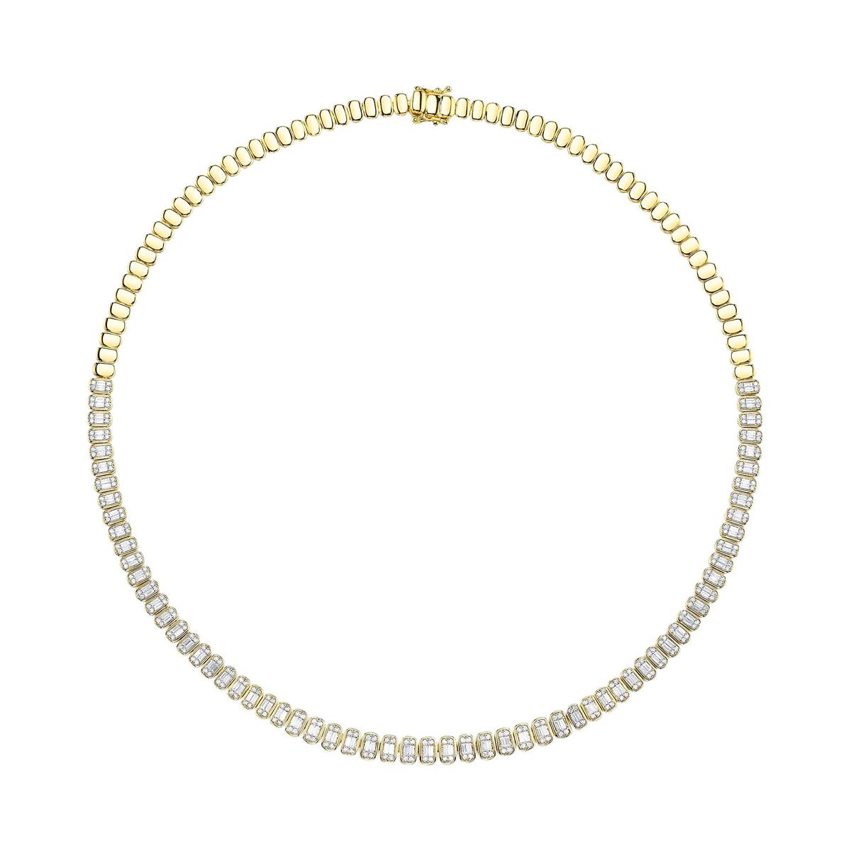 London Collection 14k Yellow Gold Mix Diamond Tennis Necklace