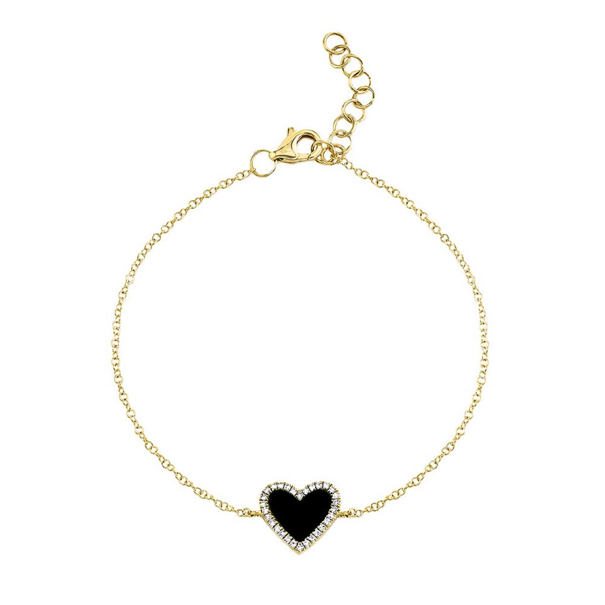 London Collection 14k Onyx and Diamond Heart Bracelet