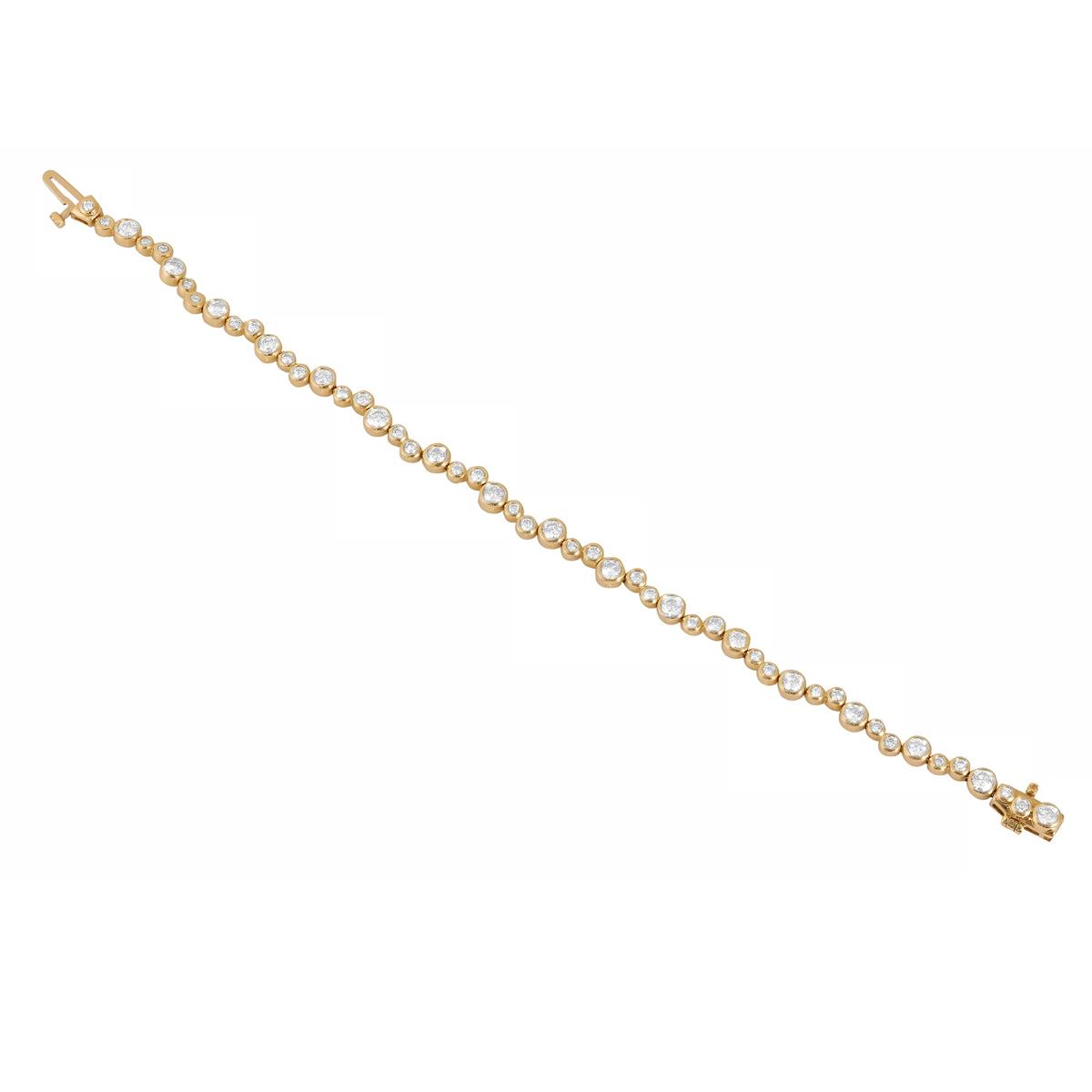 London Collection 14k Yellow Gold Bezel Set Round Diamond Bracelet