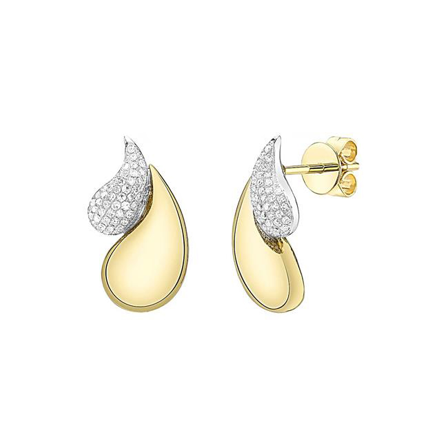 London Collection 14k Two Tone Diamond Double Droplet Stud Earrings