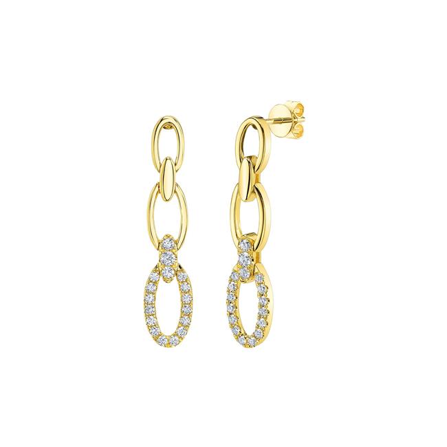 London Collection 14k Yellow Gold Diamond Link Drop Earrings