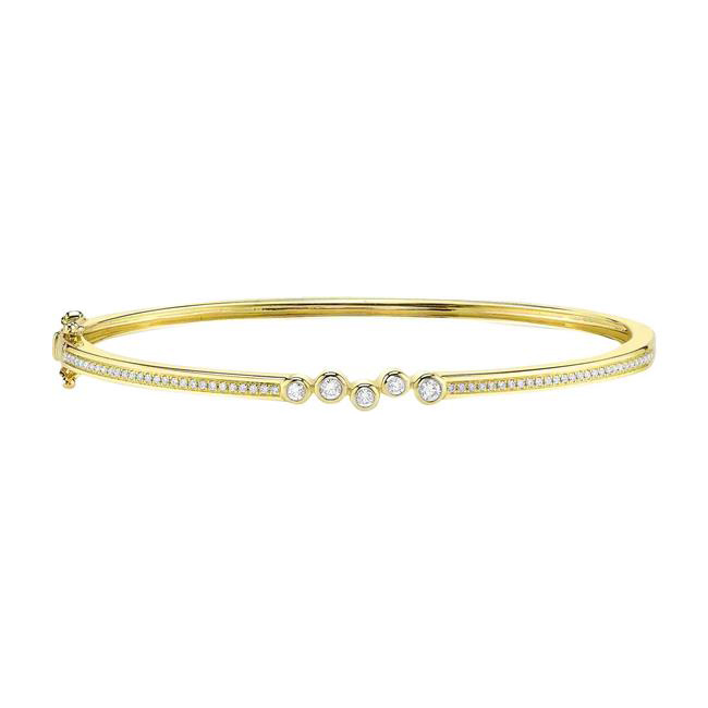 London Collection 14k Yellow Gold Bezeled Diamond Bangle Bracelet
