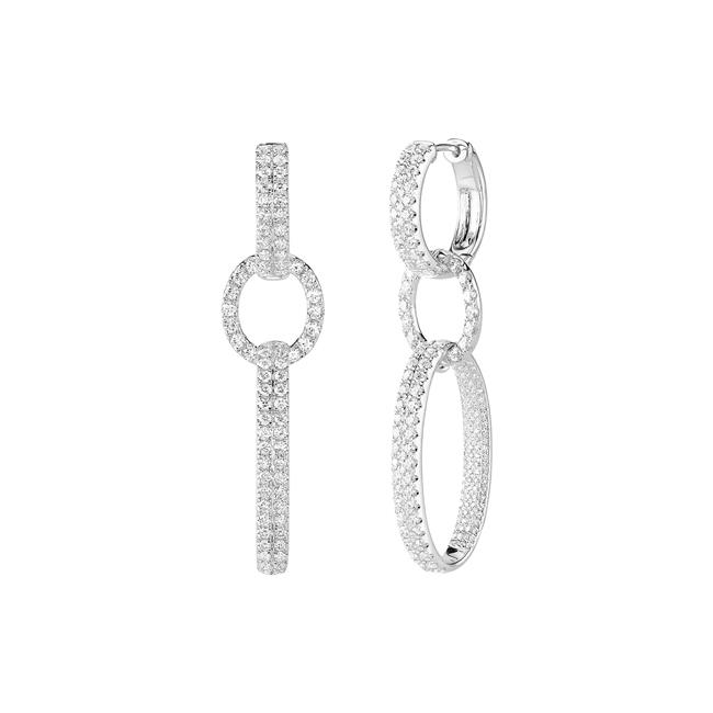 London Collection 14k White Gold Diamond Oval Drop Earrings