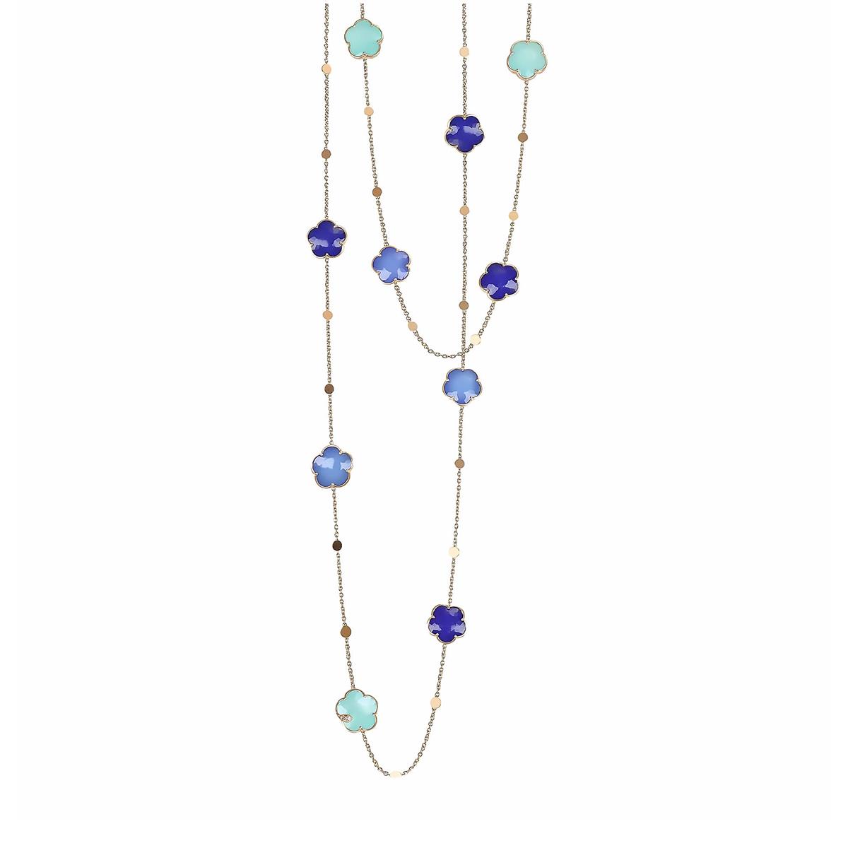 Pasquale Bruni Petit Joli 18k Rose Gold Diamond Gemstone Flower Sautoir Necklace