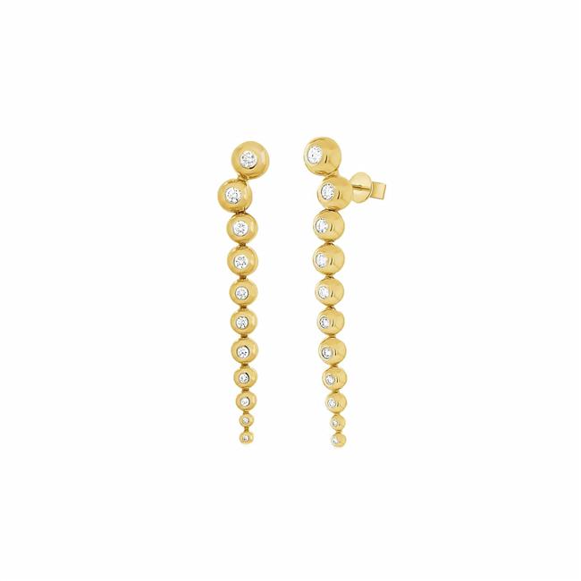 London Collection 14k Yellow Gold Diamond Bezel Set Bubble Drop Earrings