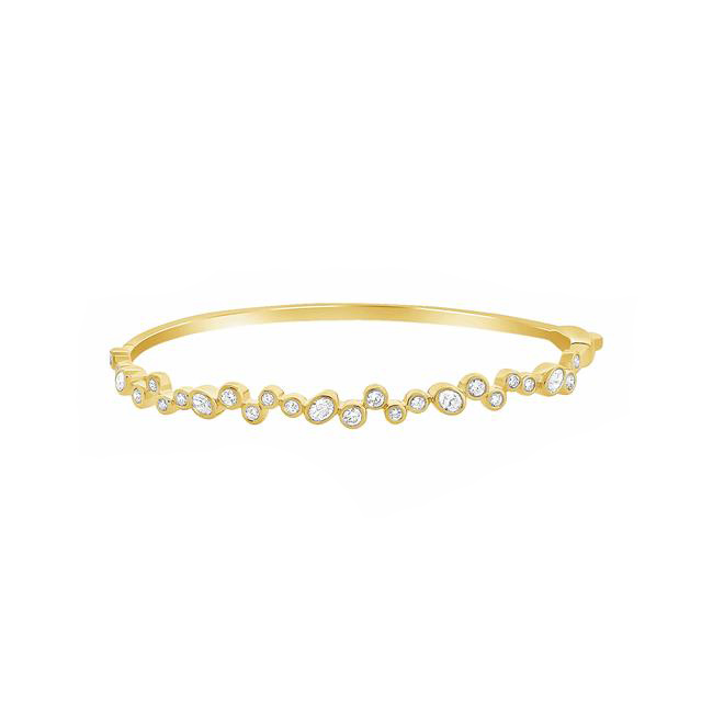 London Collection 14k Yellow Gold Oval And Round Diamond Bangle Bracelet