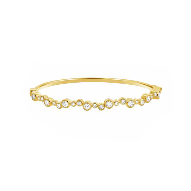 London Collection 14k Yellow Gold Round Diamond Bangle Bracelet