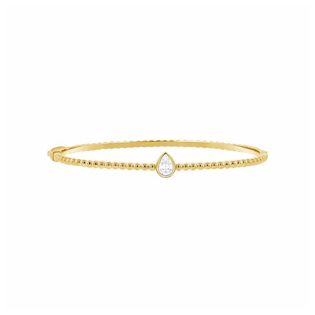 London Collection 14k Yellow Gold Pear Shaped Diamond Bezeled Bangle Bracelet