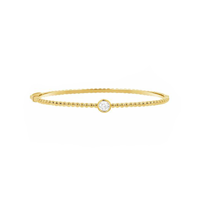 London Collection 14k Yellow Gold Round Diamond Bezeled Bangle Bracelet