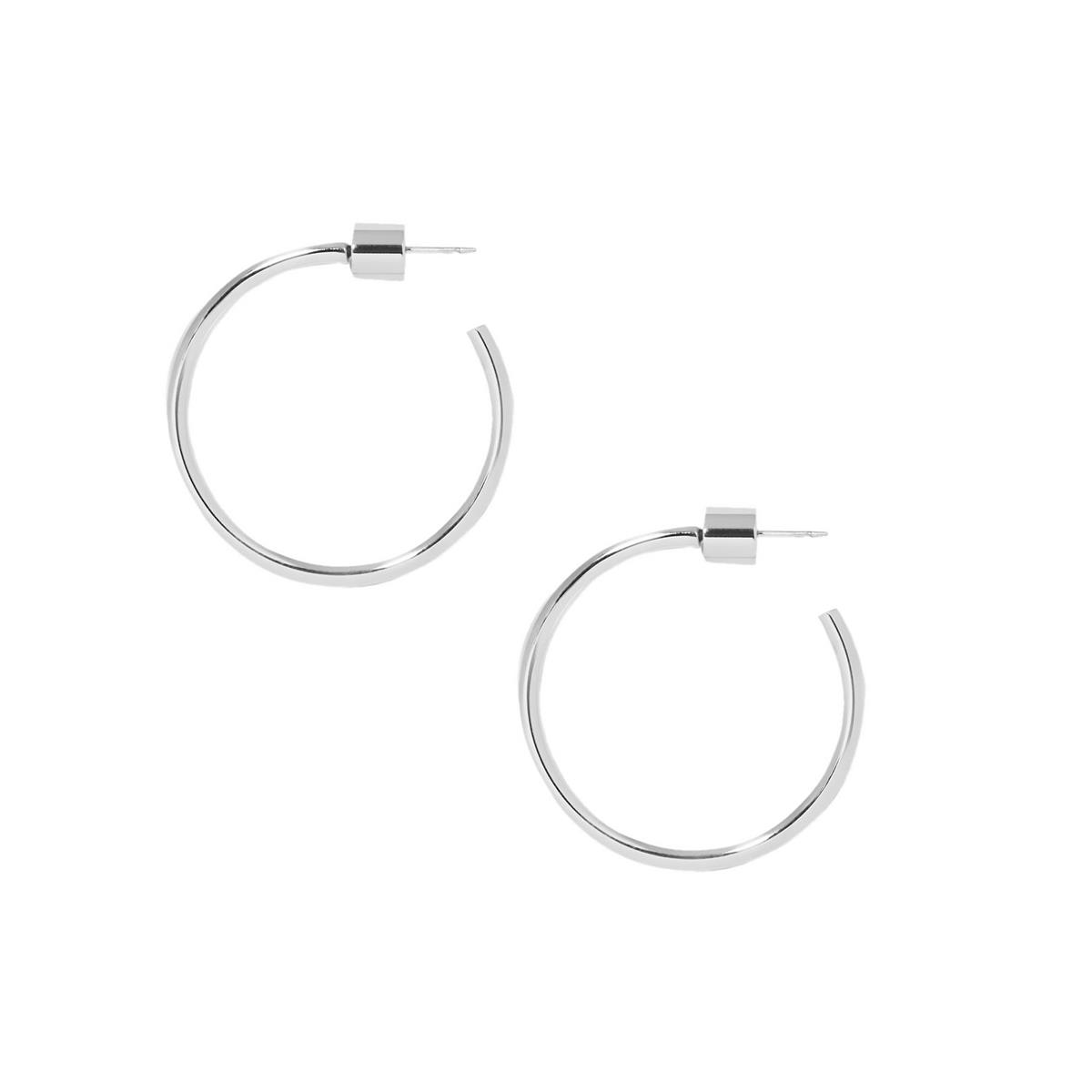 Jennifer Fisher Thread Silver 1" Hoop Earrings
