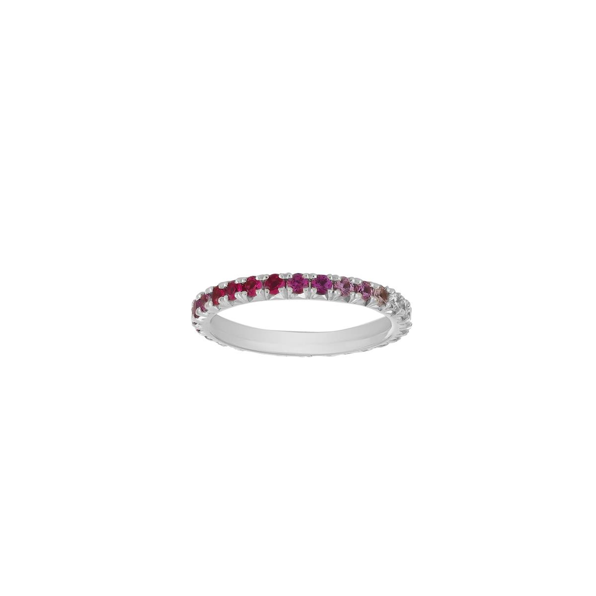 Henri Daussi 14k White Gold Pink Ombre Diamond & Sapphire Eternity Band