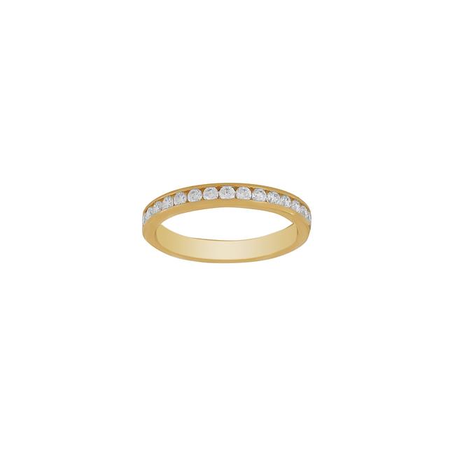 London Collection 18k Yellow Gold Half Way Channel Set Wedding Band 2.75mm