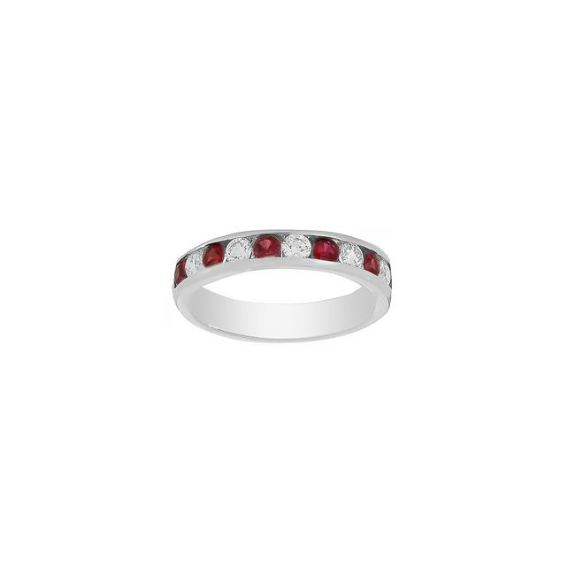 London Collection Platinum Diamond and Gemstone Half Way Channel Set Band 3.75mm