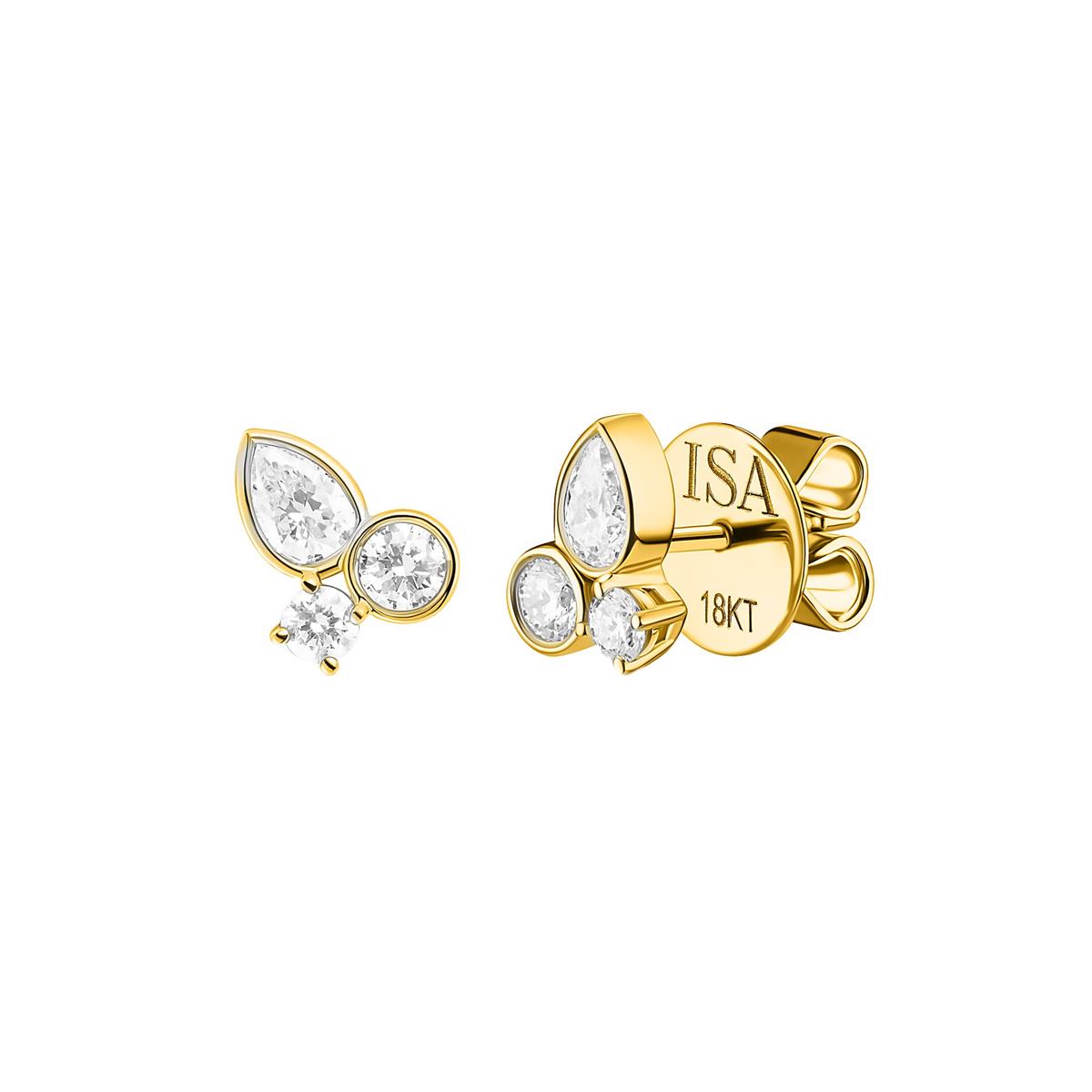 Isa Grutman Bubbles 18k Yellow Gold Diamond Studs
