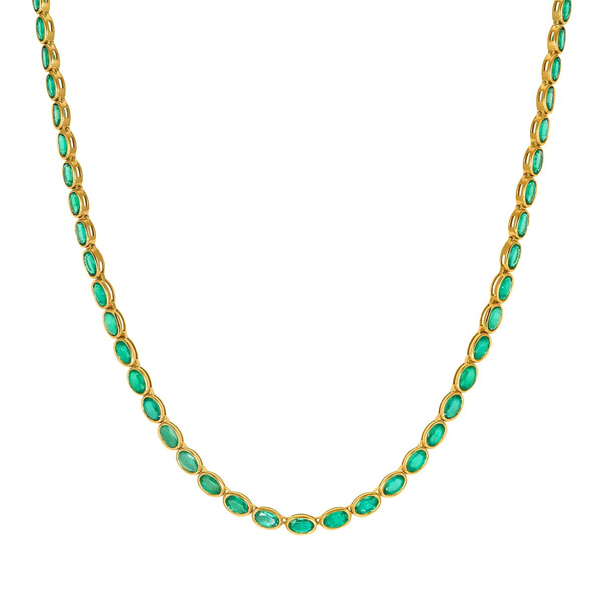 Isa Grutman 18k Yellow Gold Emerald Tennis Necklace