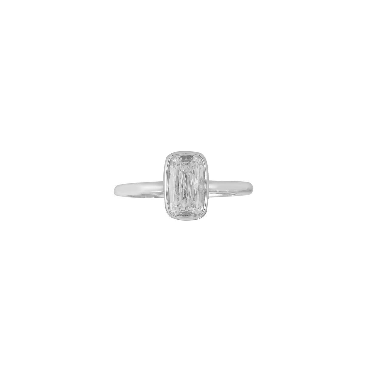 TWO By London 18k White Gold Bezel Set Solitaire Cushion Ring