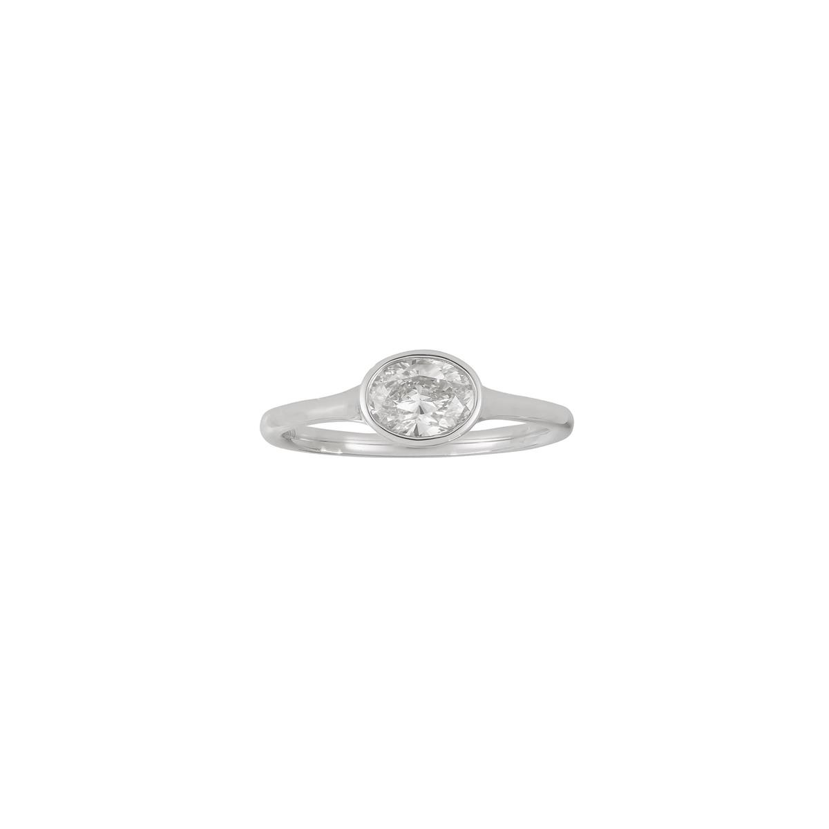 London Collection 18k White Gold Diamond East-West Bezel Solitaire Engagement Ring