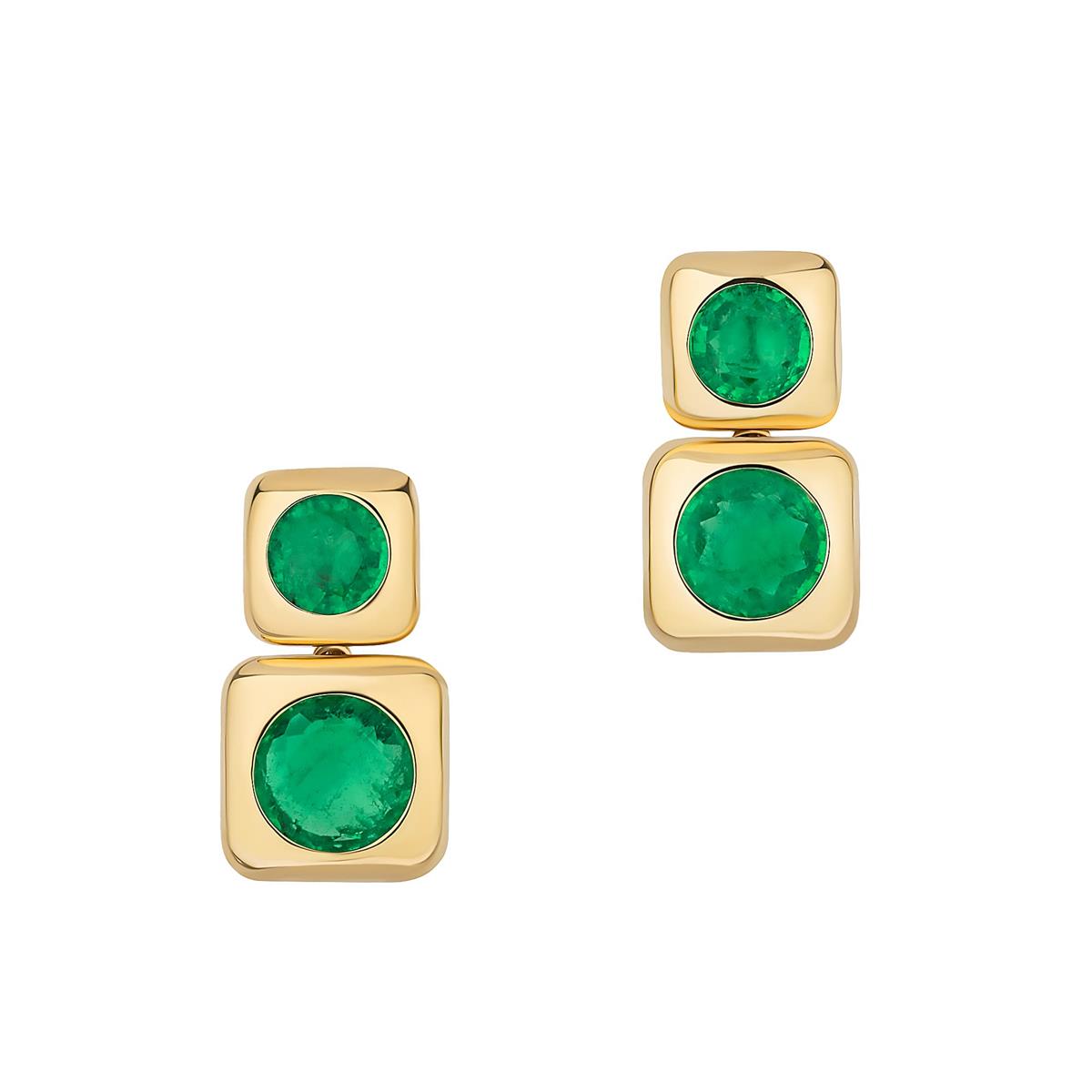 Goshwara G-One 18k Yellow Gold Emerald two-tier Drop Earrings