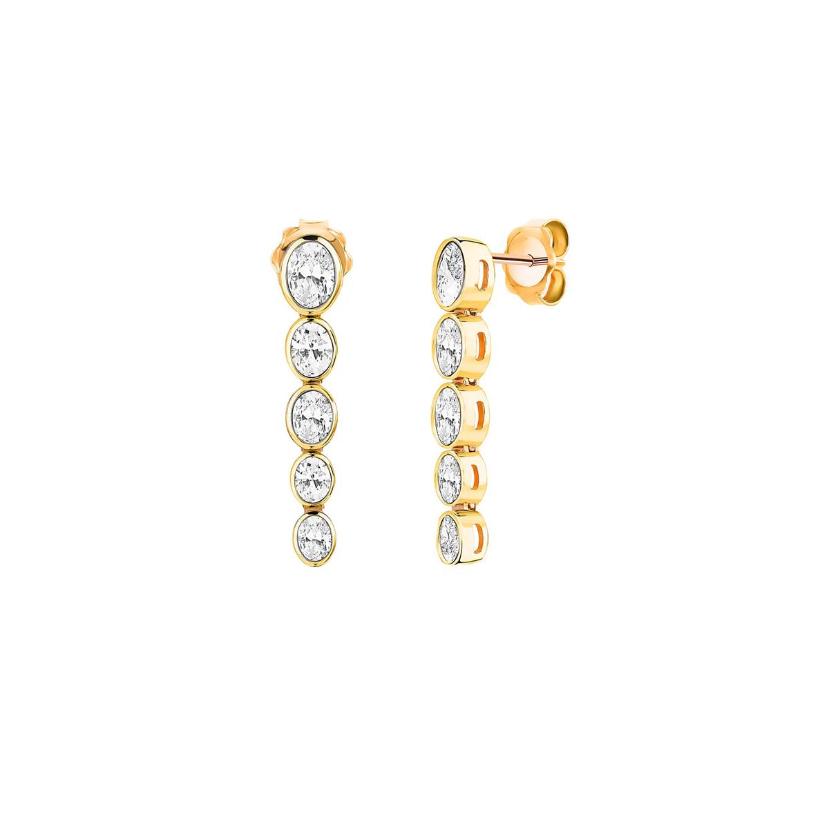 Isa Grutman 18k Yellow Gold 5 Tier Diamond Drop Earrings