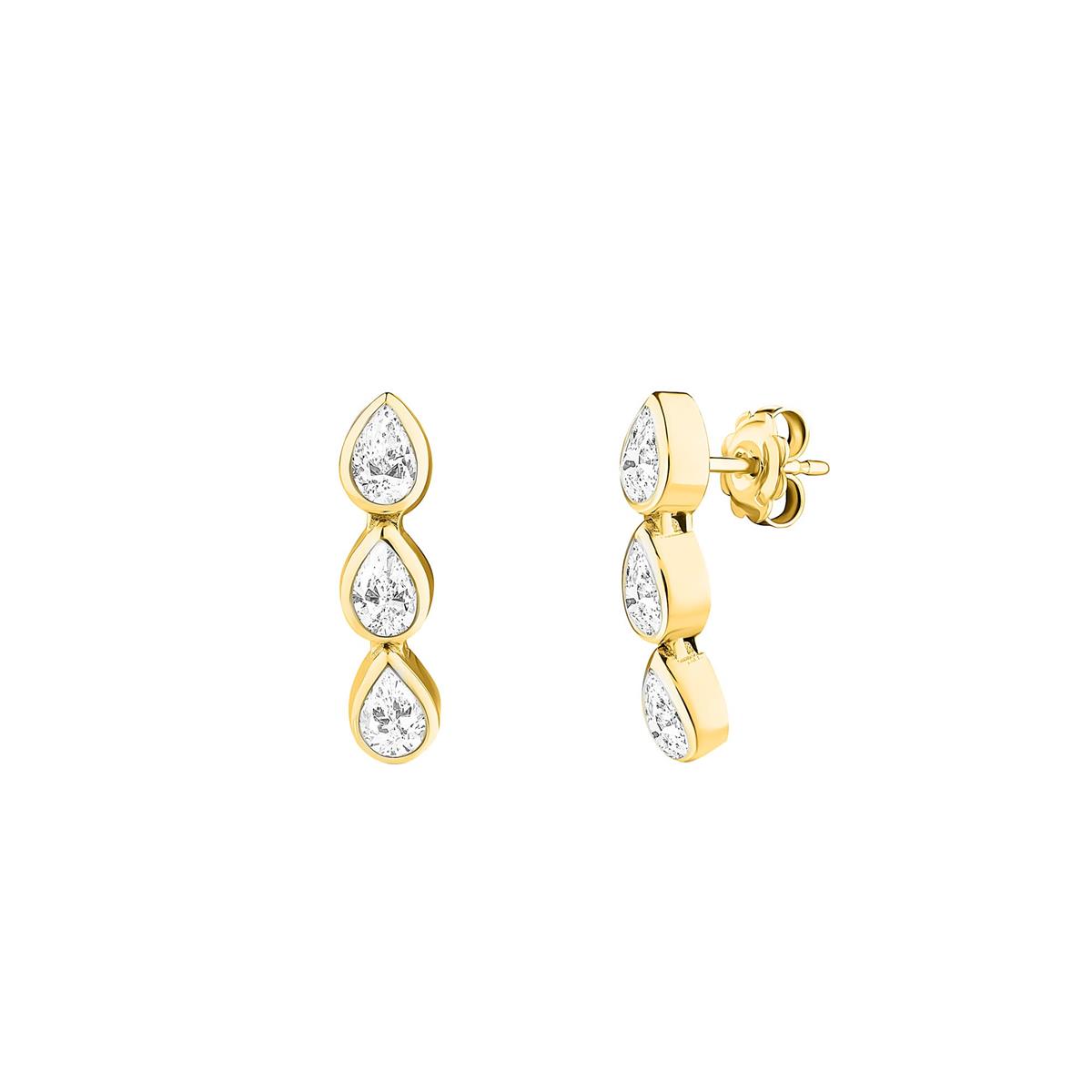 Isa Grutman 18k Yellow Gold 3 Tier Diamond Drop Earrings