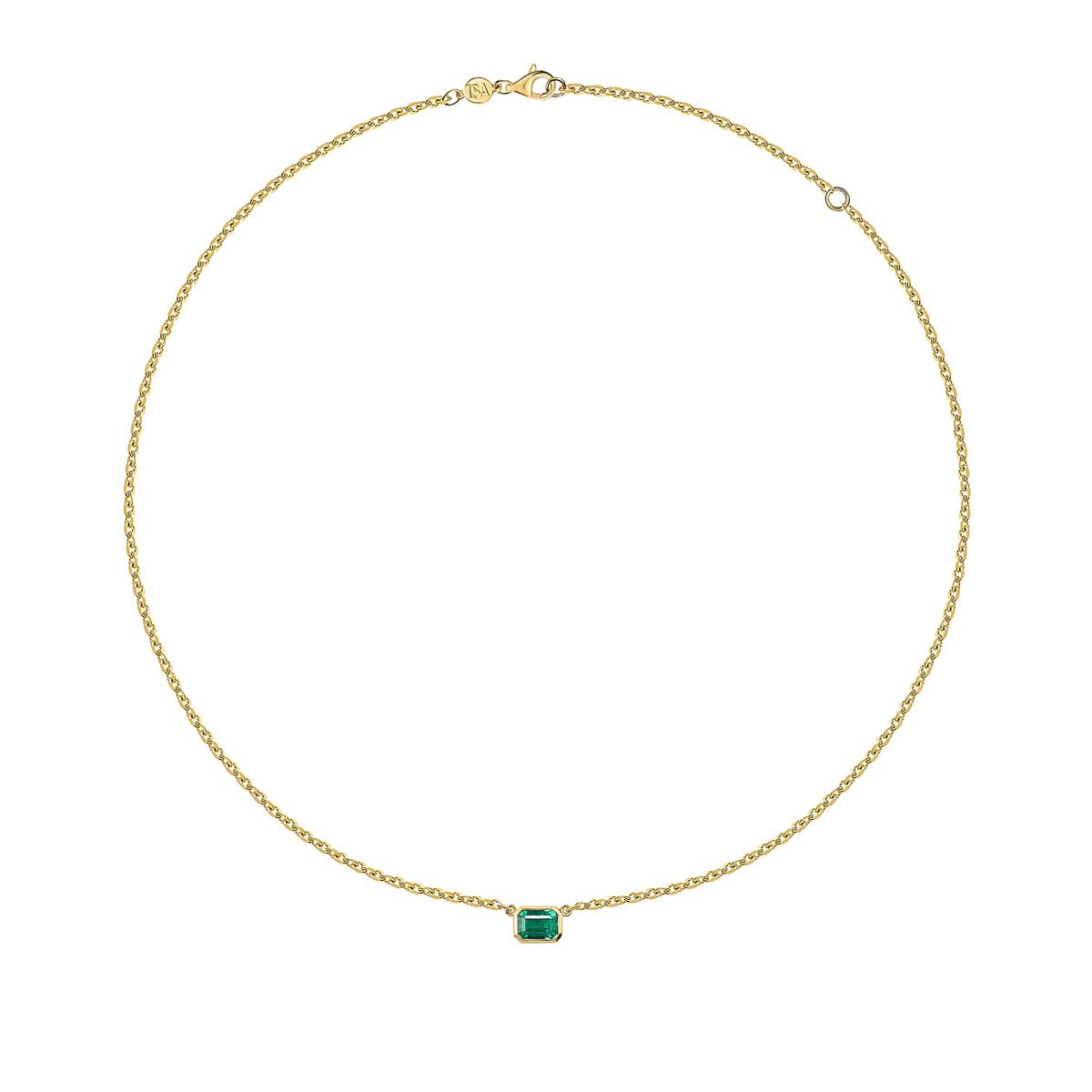 Isa Grutman 14k Yellow Gold Emerald Bezel Necklace