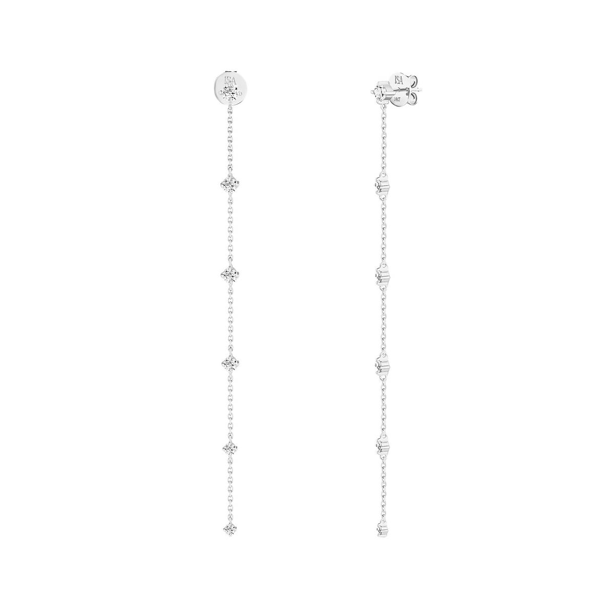Isa Grutman 14k White Gold Diamond Long Drop Earrings