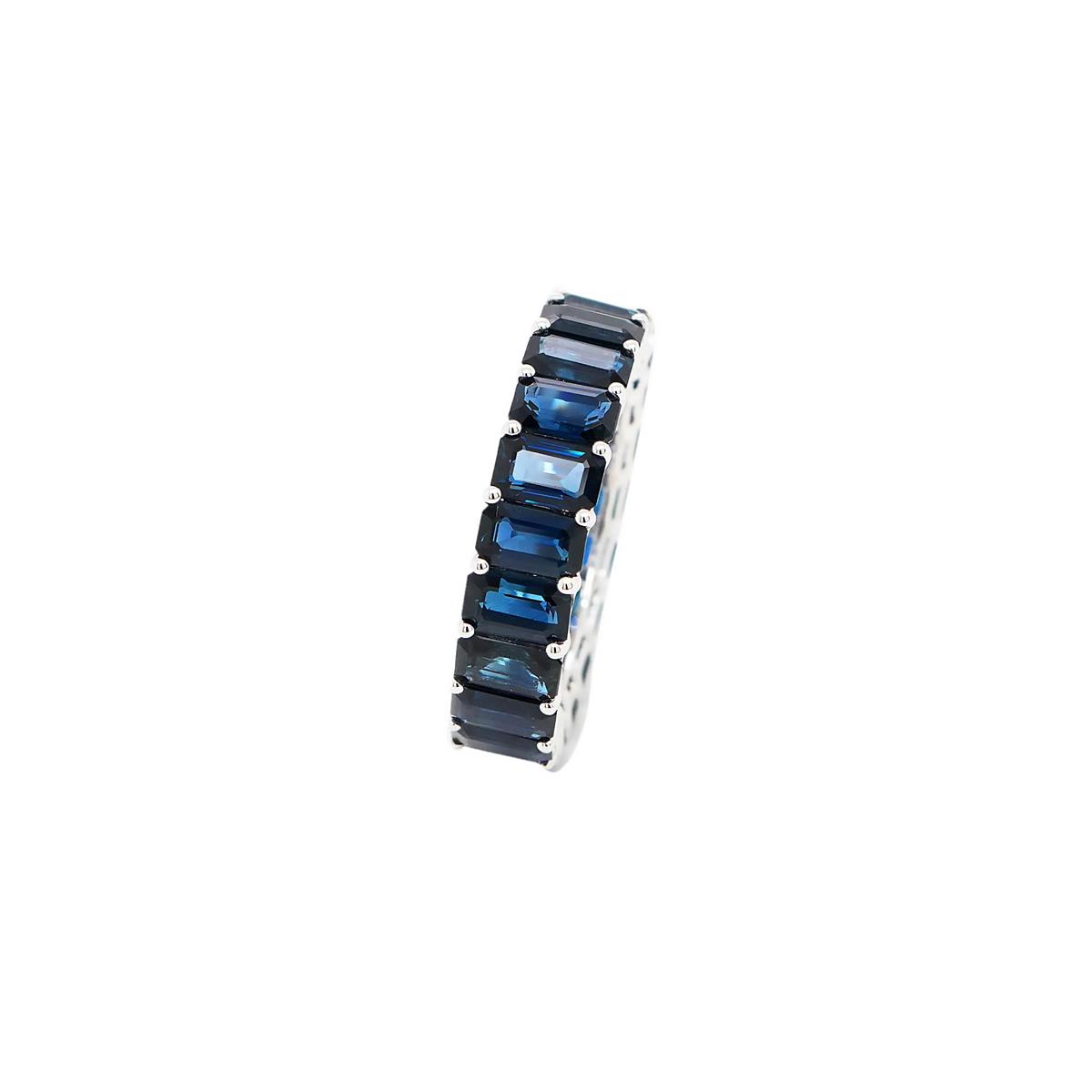 London Collection 18k White Gold Blue Sapphire North-South Airline Eternity Band