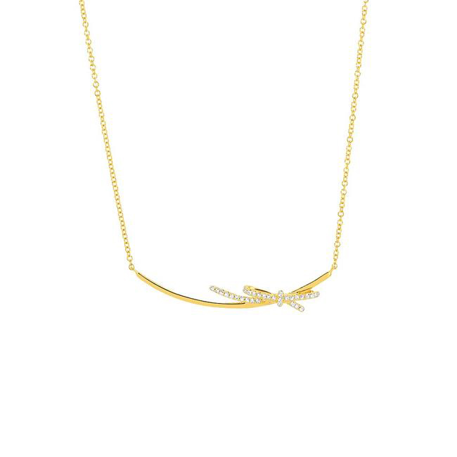 London Collection 14k Yellow Gold Diamond Slim Bow Necklace