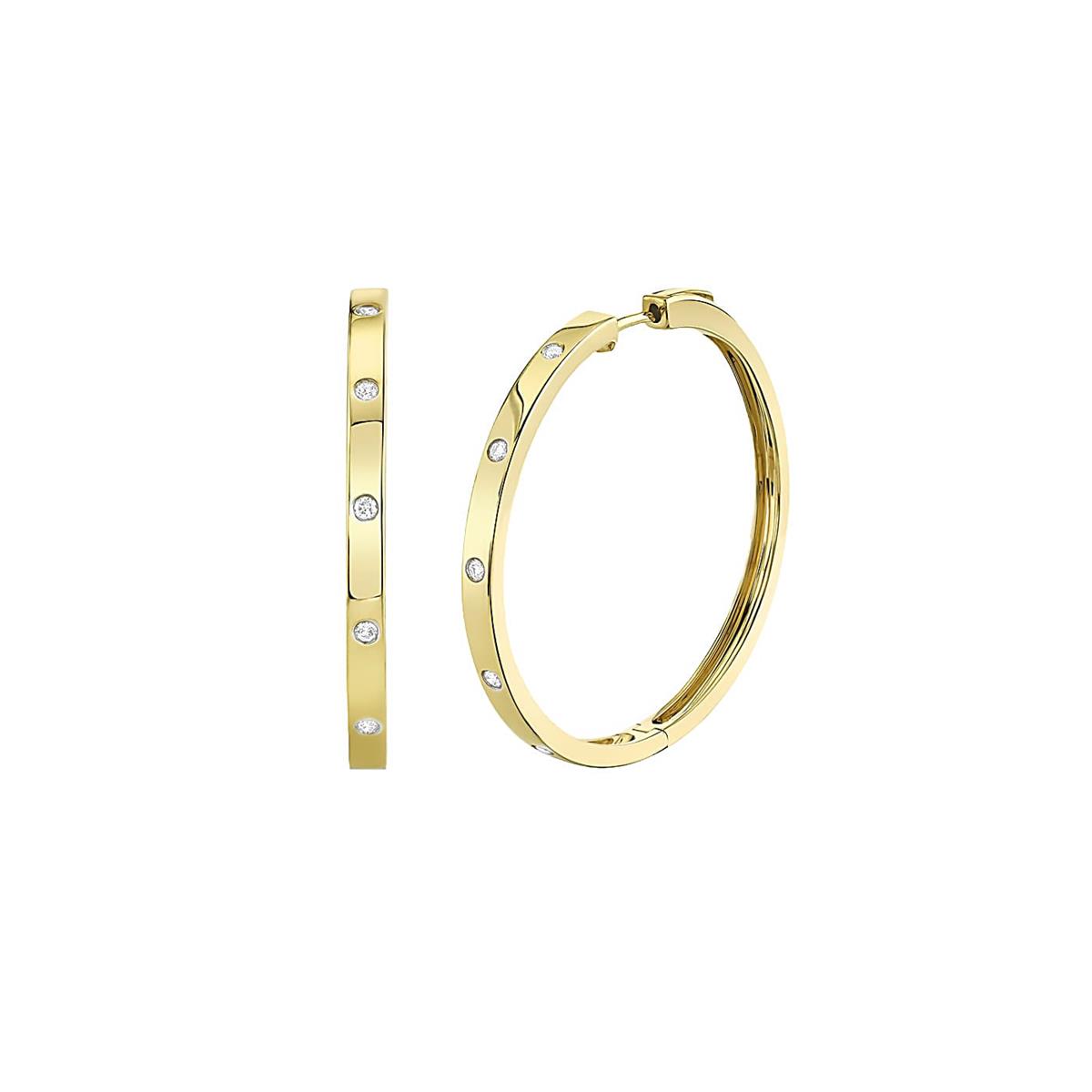 London Collection 14k Gold Diamond Large Hoop Earrings