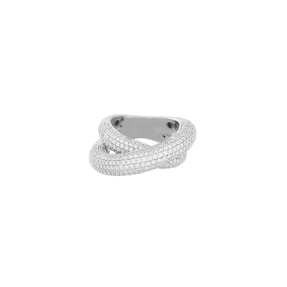 Engelbert Loop Collection 18k White Gold Full Pave Diamond Big Infinity Loop Ring