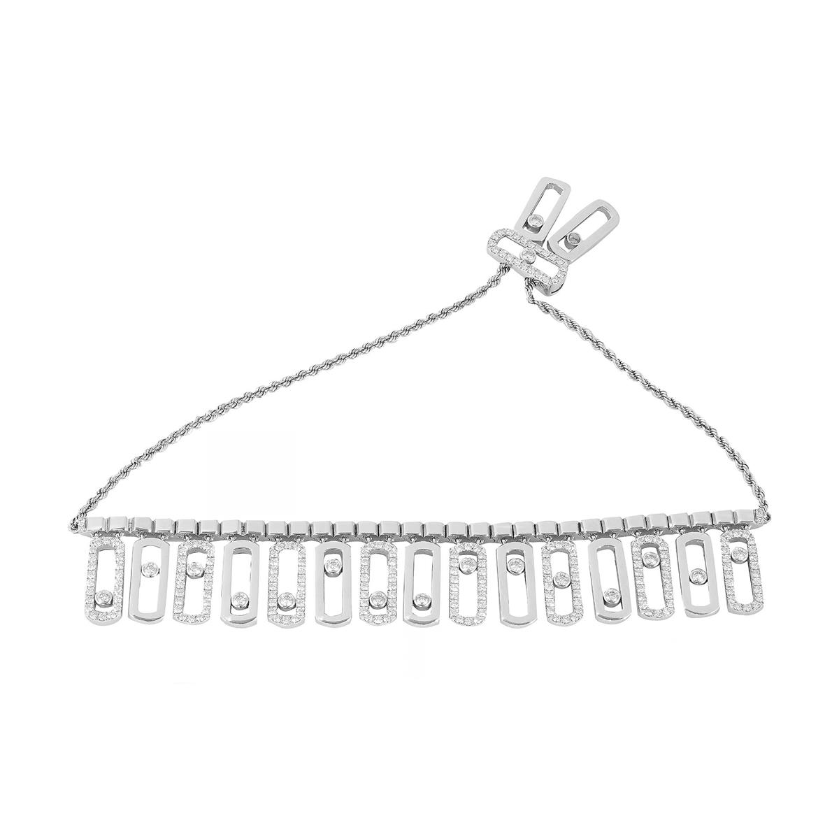 Messika Move Iconica 18k White Gold Semi Pave Diamond Chain Bracelet