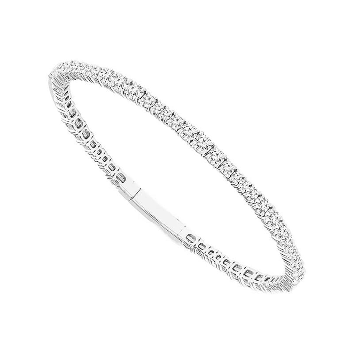 Flexie By London 14k White Gold Graduated Eternity Diamond Bangle Bracelet