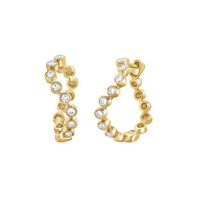 London Collection 14k Yellow Gold Diamond Bezel Hoop Earrings