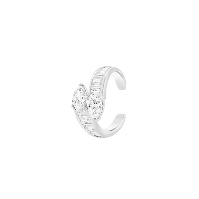 London Collection 14k White Gold Mixed Cut Diamond Ear Cuff