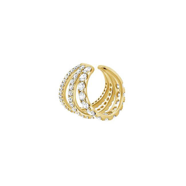 London Collection 14k Yellow Gold Diamond 3 Row Ear Cuff