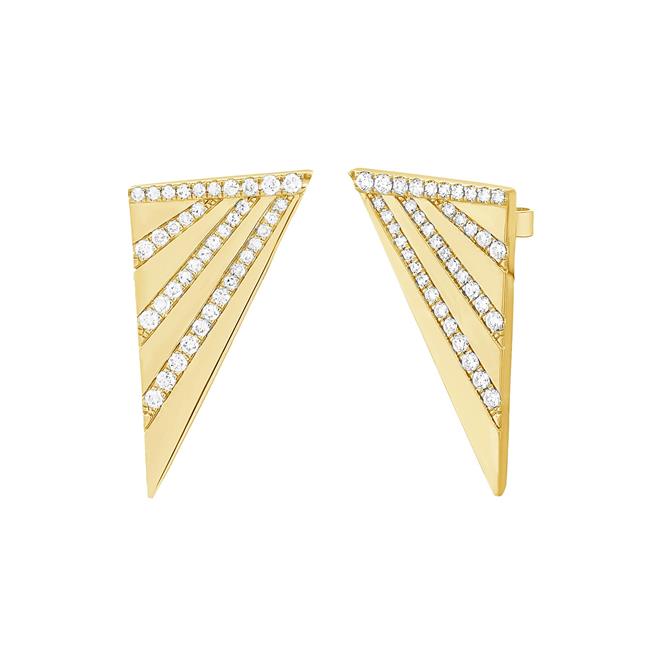 London Collection 14k Yellow Gold Diamond Shield Earrings