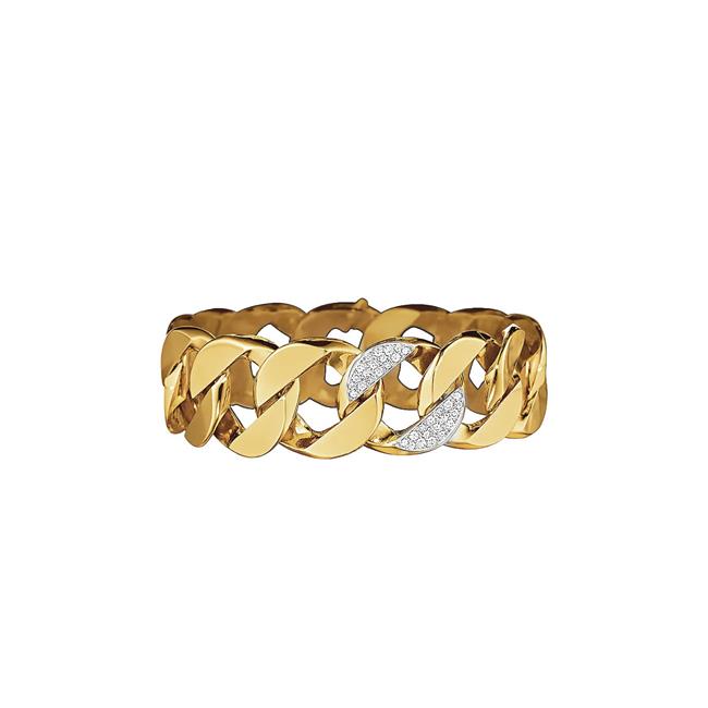 Verdura 18k Yellow Gold Platinum Diamond Curb Link Bracelet