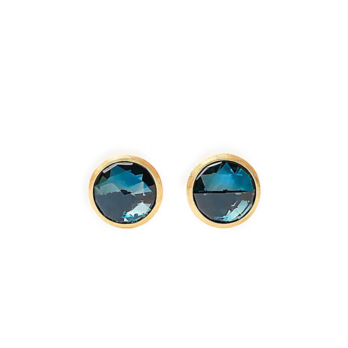 Marco Bicego Jaipur Color 18k Yellow Gold London Blue Topaz Stud Earrings