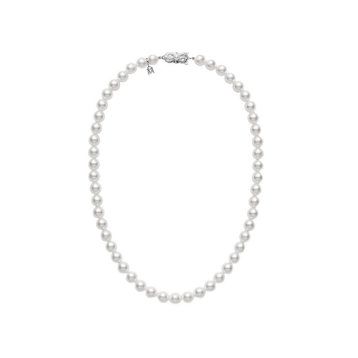 Mikimoto 18k White Gold Akoya Pearl Choker Necklace