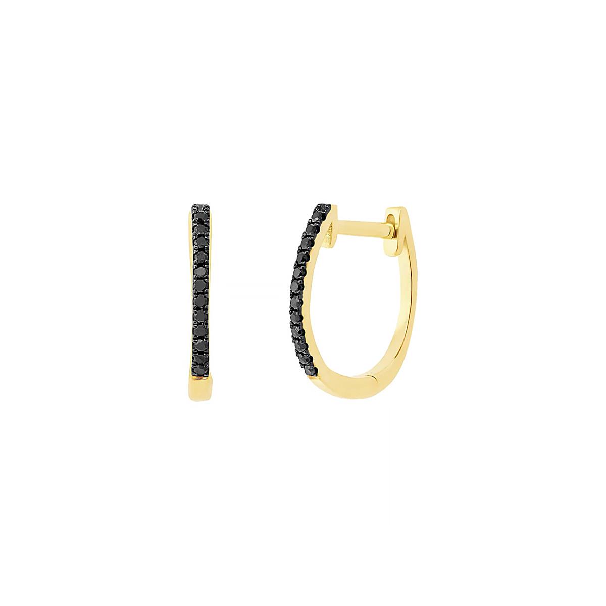 London Collection 14k Yellow Gold Black Diamond Huggie Earrings