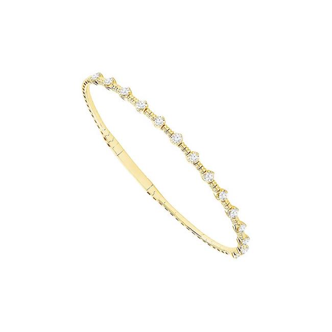 Flexie by London 14k Yellow Gold Station Diamond Bangle Bracelet