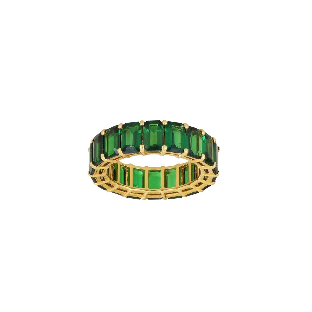 London Collection 18k Yellow Gold Emerald Cut Tsavorite Eternity Band