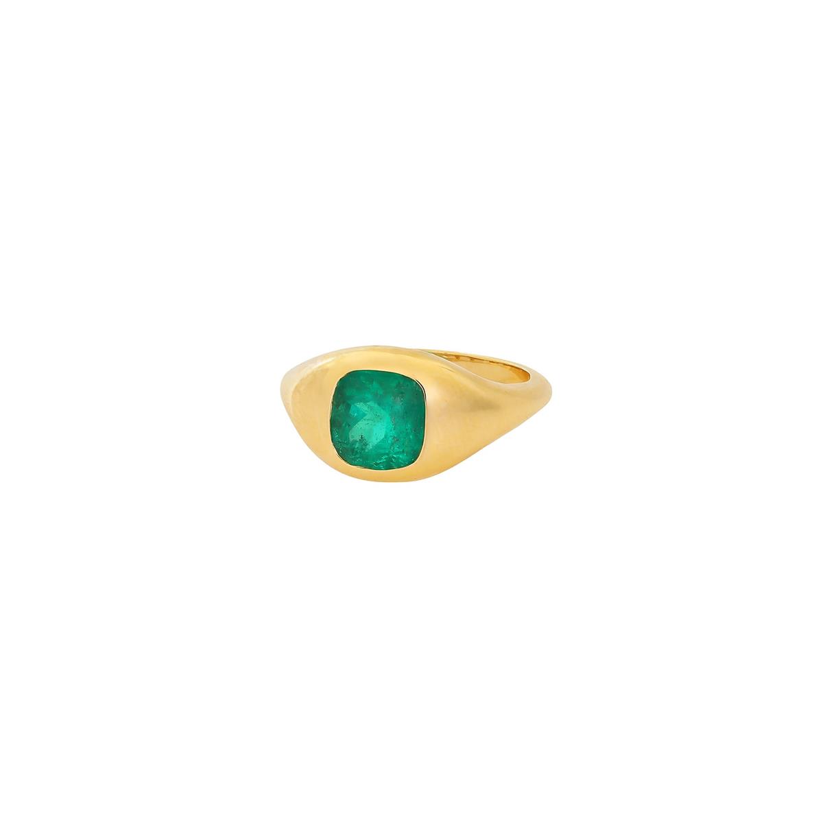 London Collection 18k Yellow Gold Emerald Signet Ring