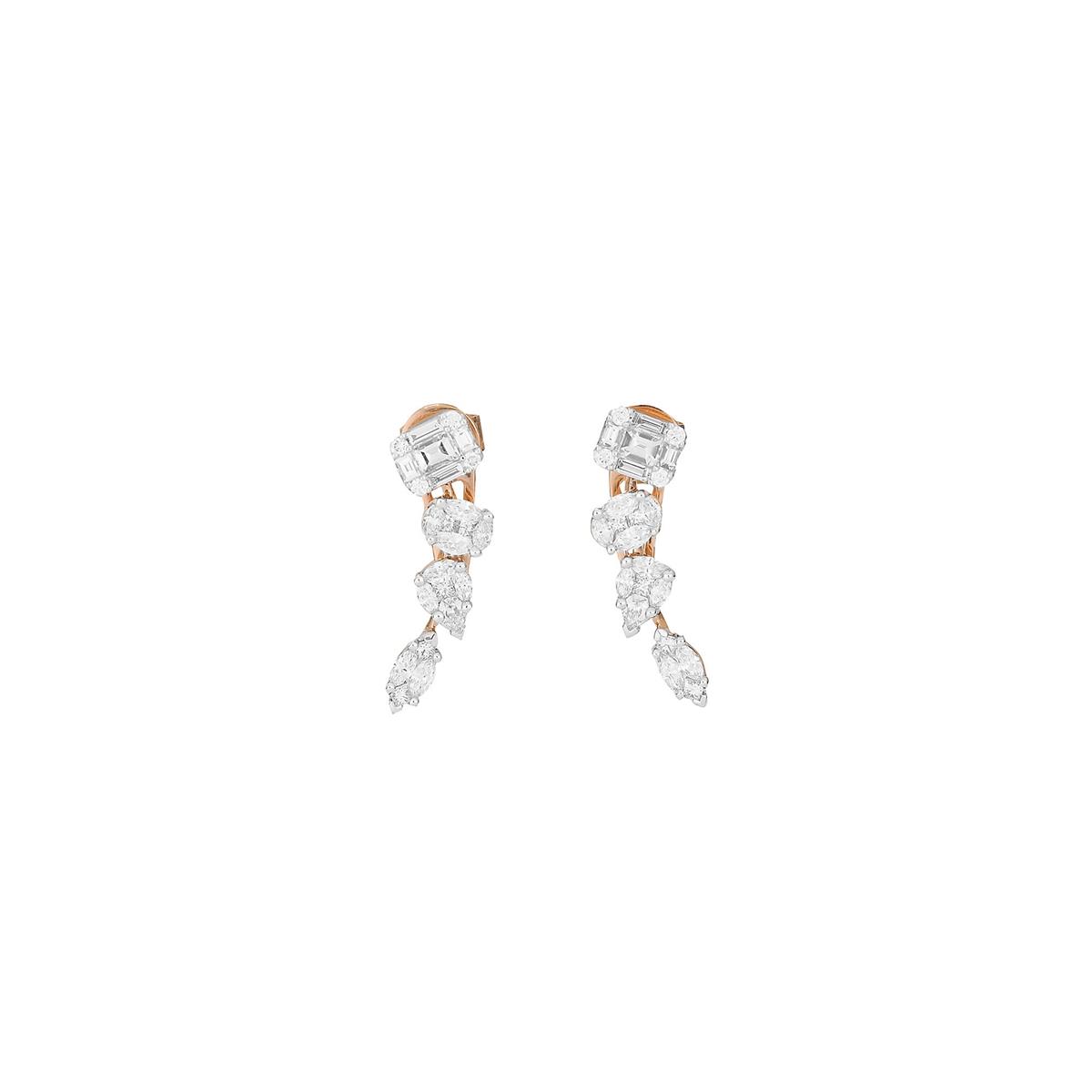 London Collection Rose Gold Mosaic Diamond Ear Crawlers