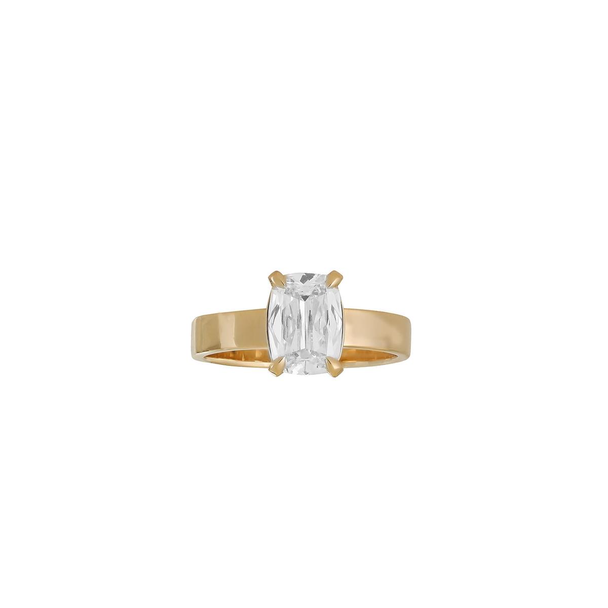 Henri Daussi 14k Yellow Gold Diamond Solitaire Engagement Ring