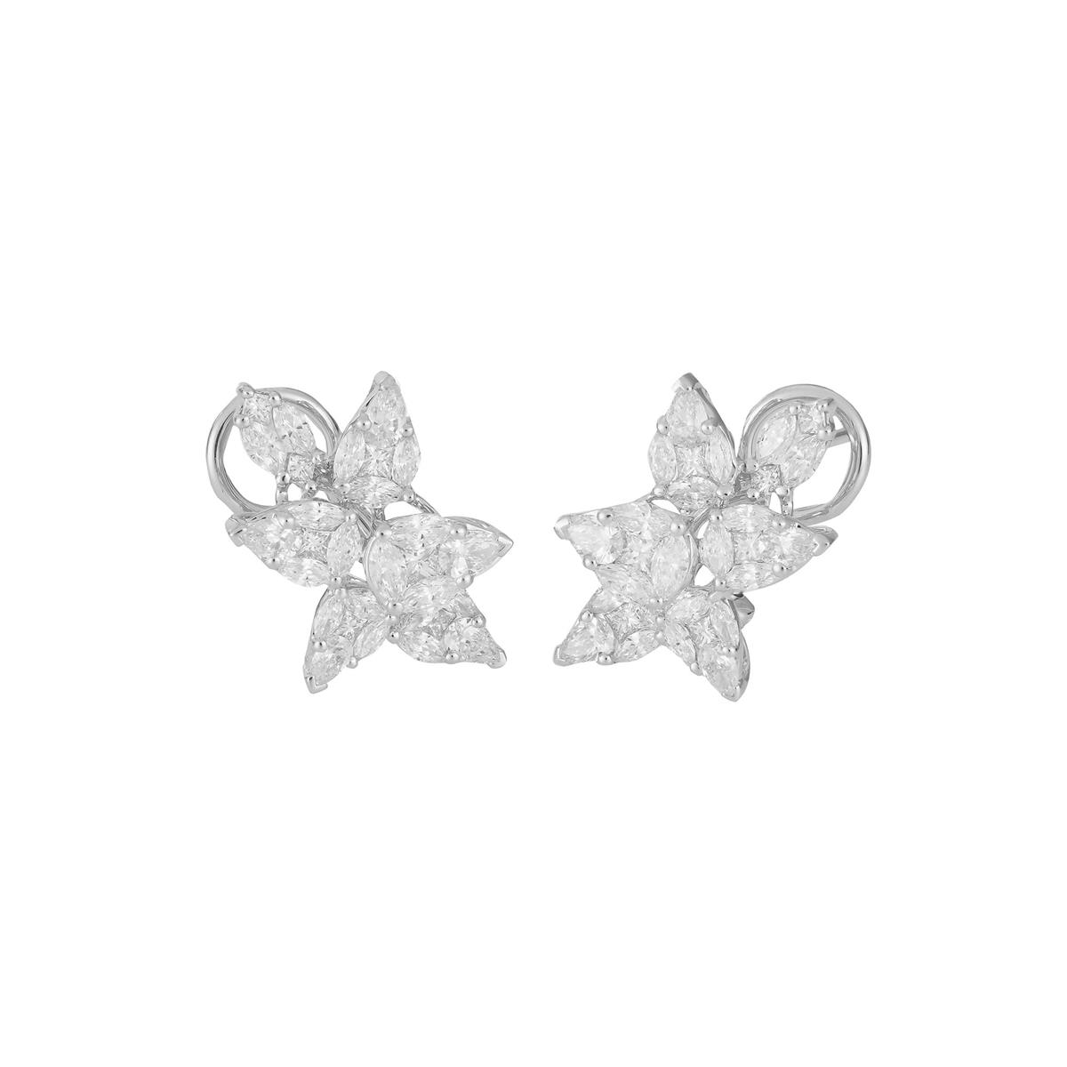 London Collection 18k White Gold Diamond Mosaic Cluster Stud Earrings