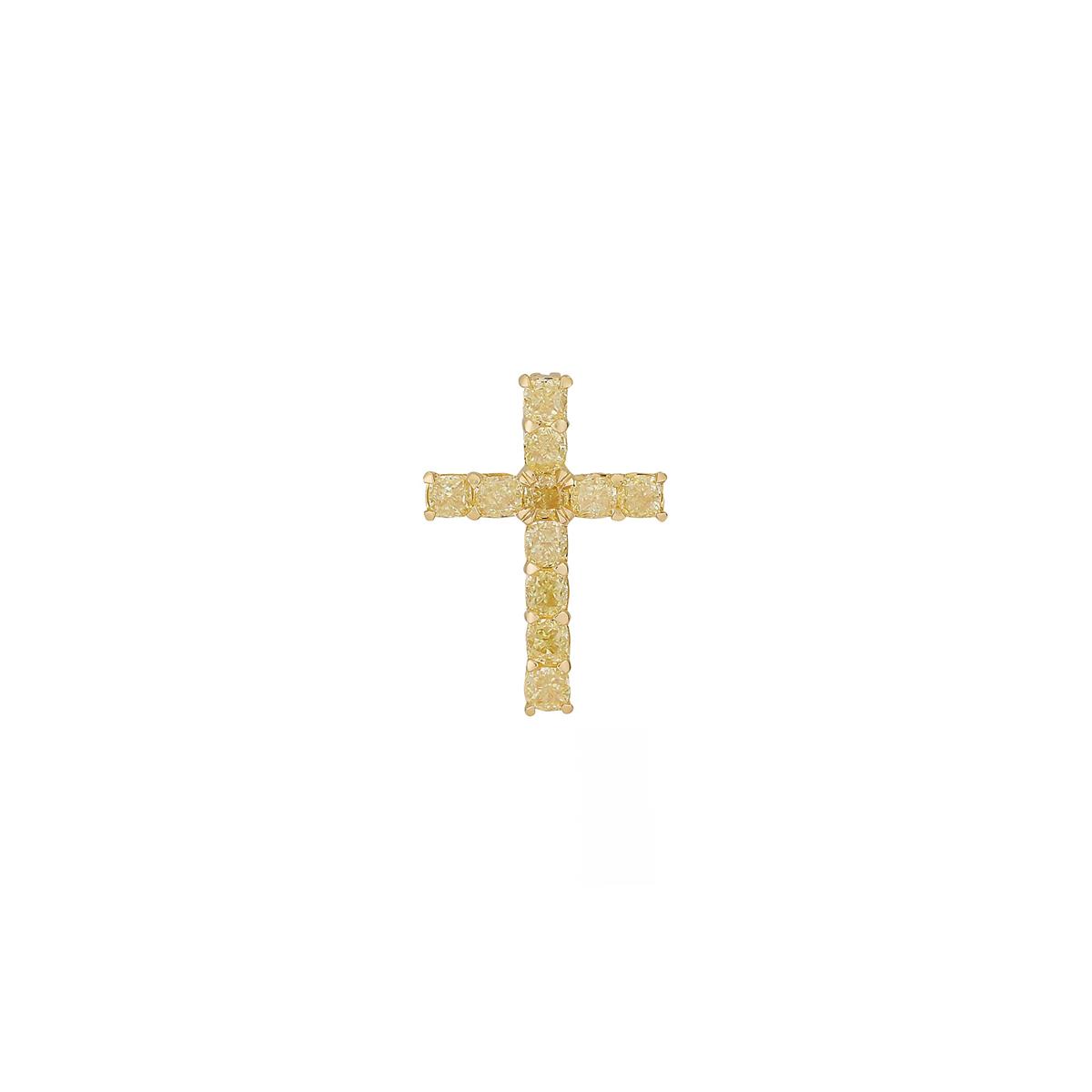 London Collection 18k Yellow Gold Fancy Yellow Diamond Cross Pendant