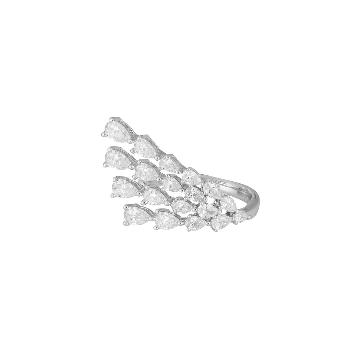 London Collection 18k White Gold Diamond 4 Row Cocktail Ring