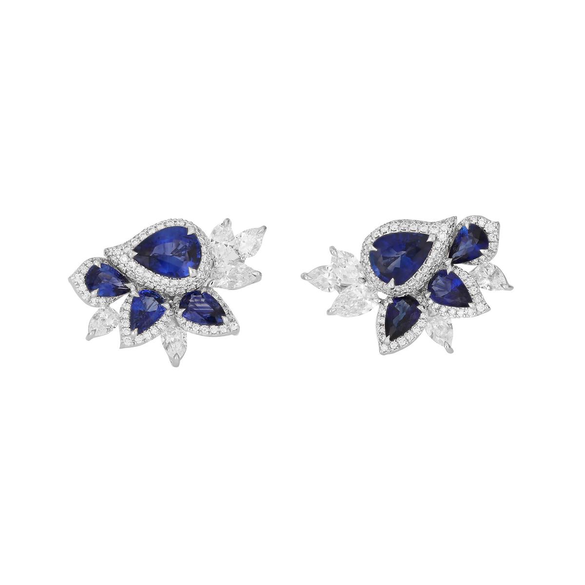 London Collection 18k Mixed Diamond and Blue Sapphire Earrings