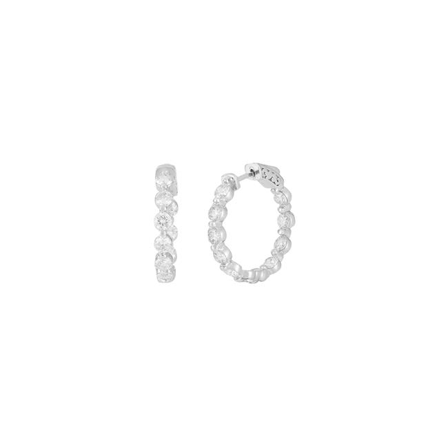 London Collection 18k White Gold Large Diamond 25mm Hoop Earrings